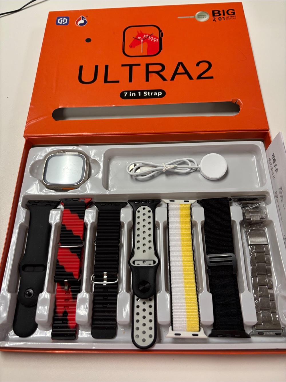 Ultra2 Smartwatch with 7 Interchangeable Straps - Orange Accent